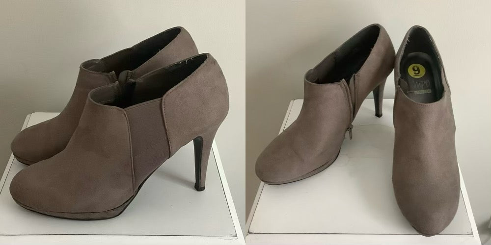 Gray suede ankle boots Light wear - size 9