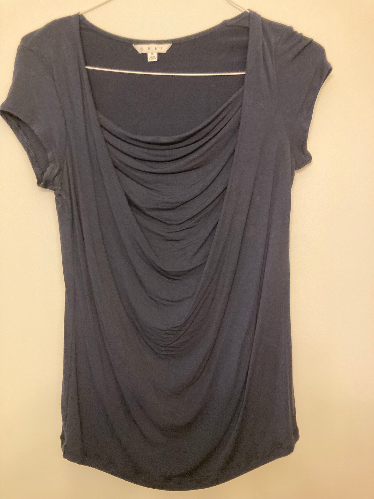 Cabi Navy top Front ruching design - size Medium