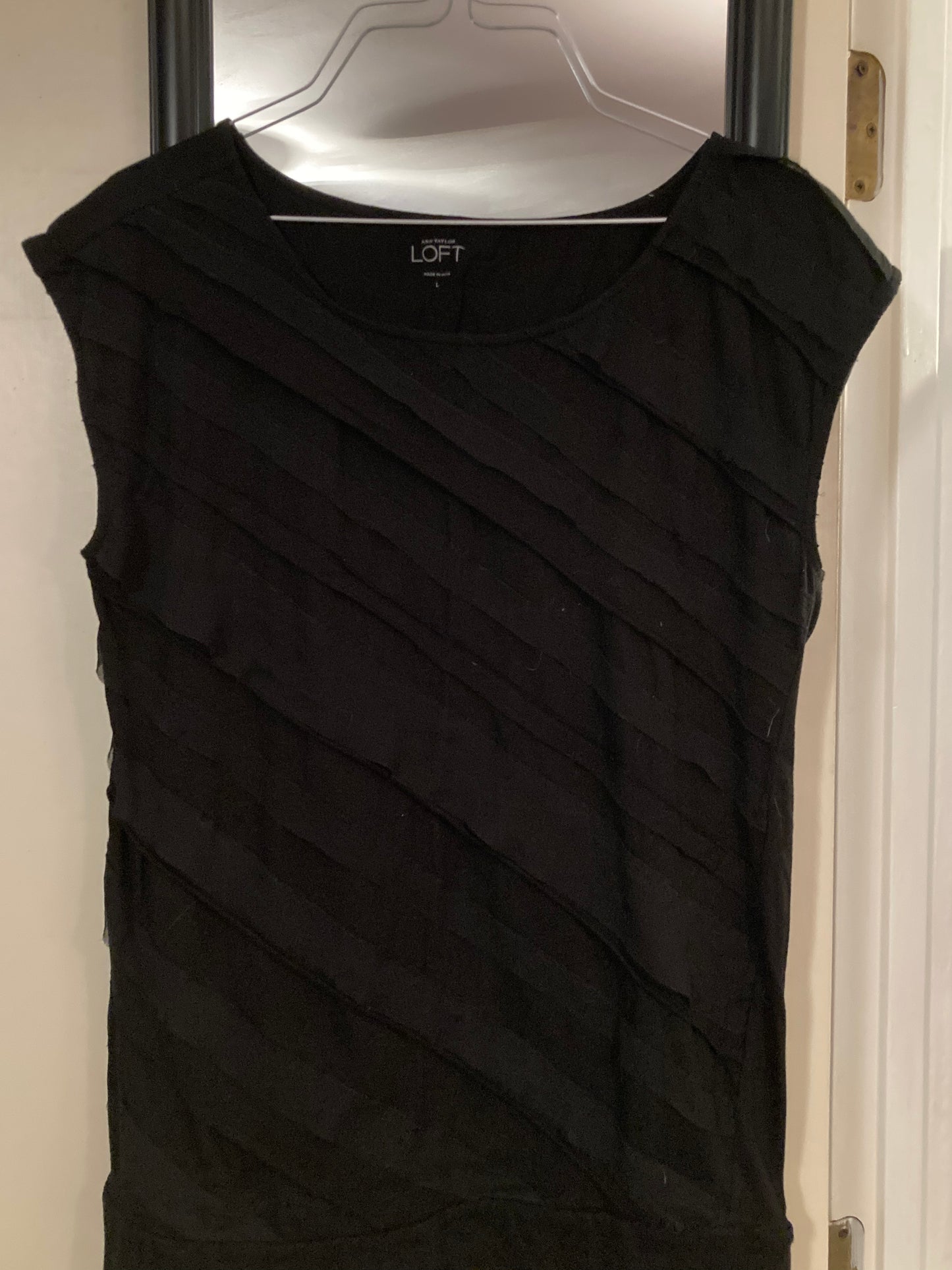 Loft Black top front stripe - size Large