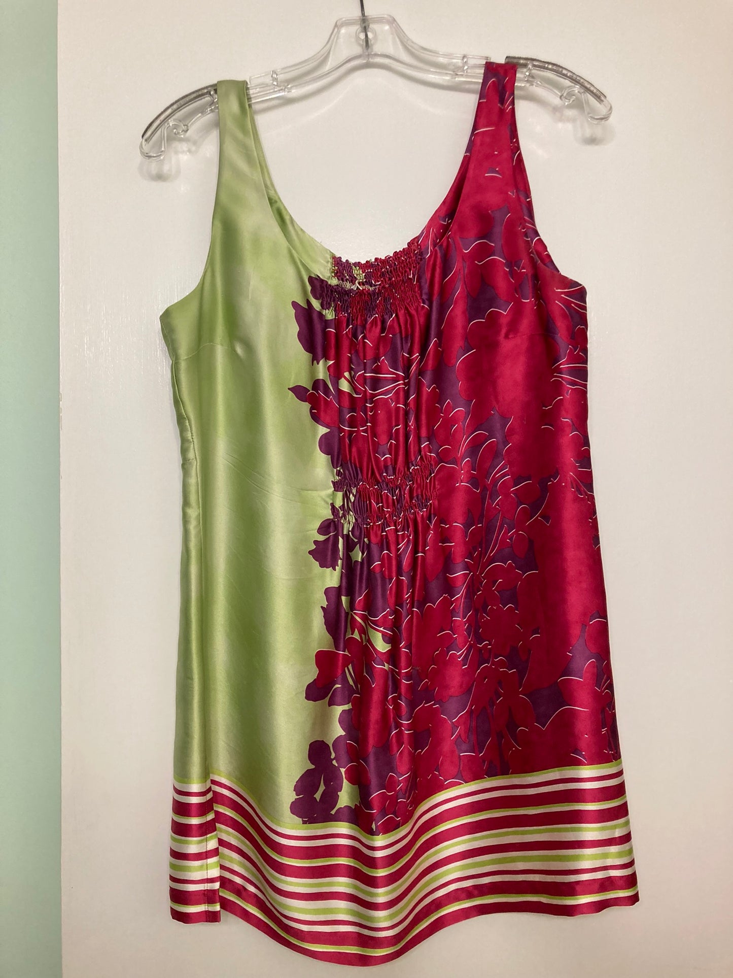 Cabi silky tank Green and dark pink - size Medium