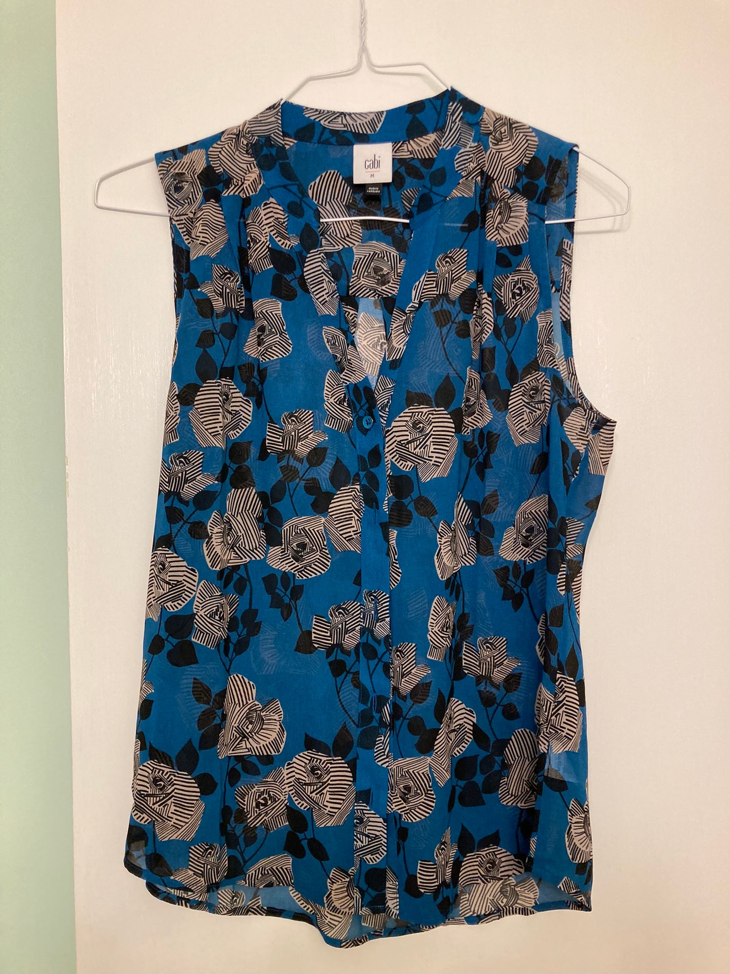 Cabi buttoned down tank Royal blue with black - size Medium