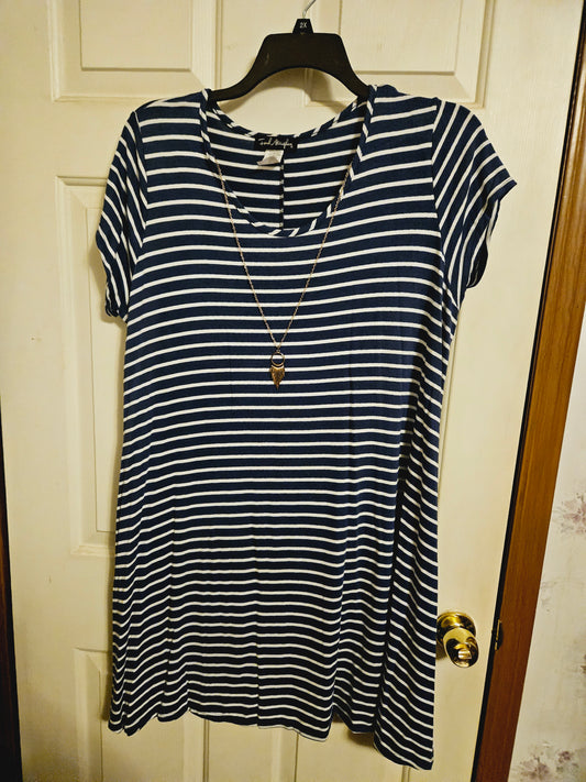 French Atmosphere Dress Blue & White - size XX-Large