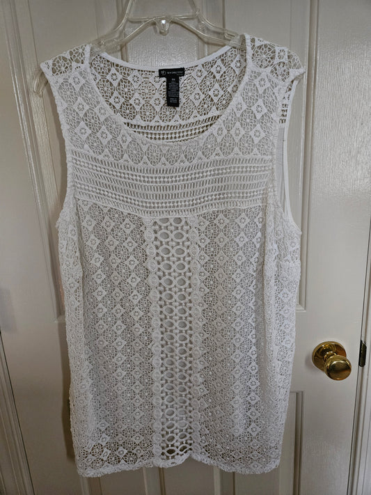 New Directions Ivory lined lace shirt - size 16