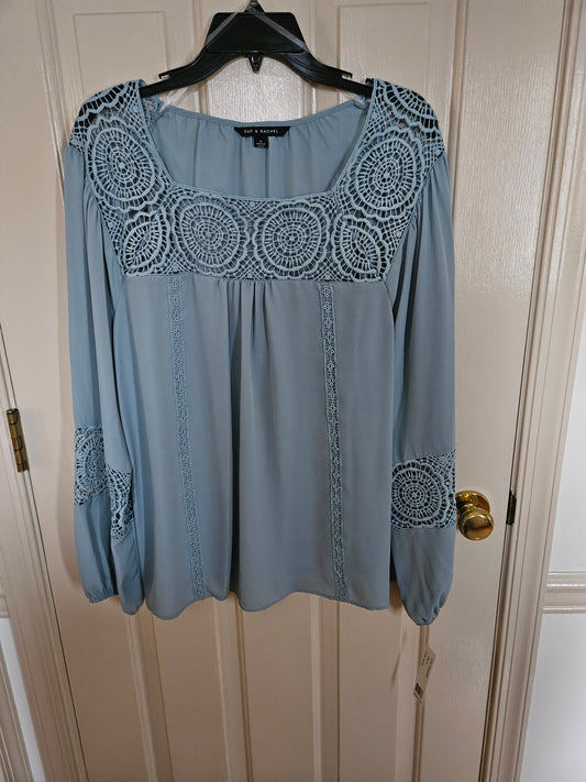Zac & Rachel orig $52 Sage w/ lace trim (new) - size X-Large
