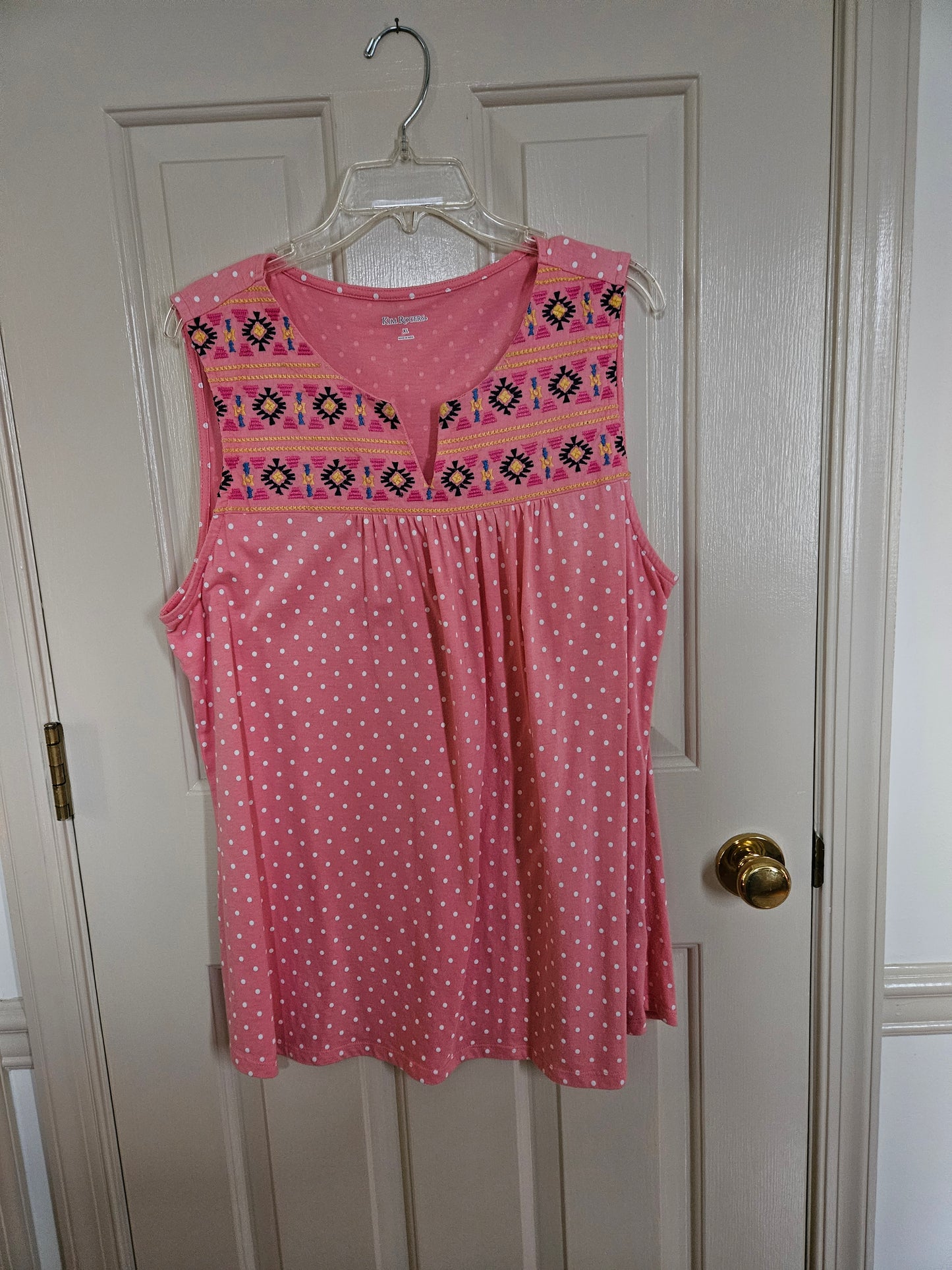 Kim Rogers Peach w/embroidered yoke - size X-Large