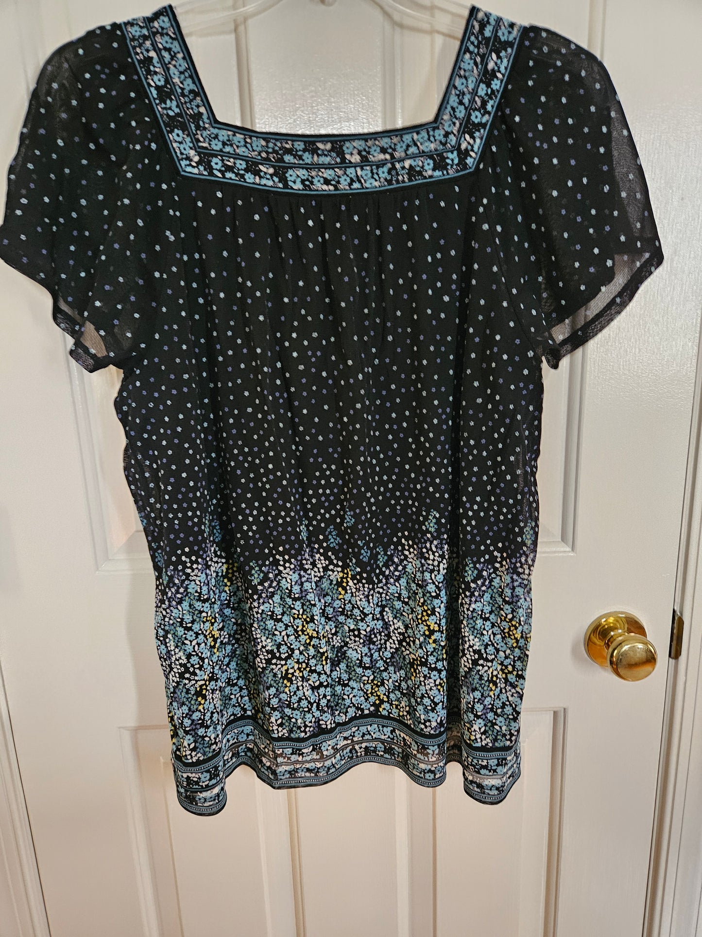 Apt. 9 Lined sheer black print - size X-Large