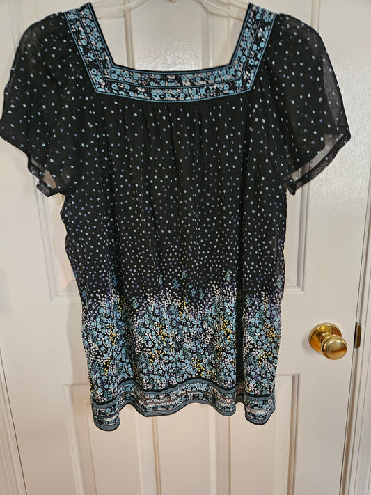 Apt. 9 Lined sheer black print - size X-Large
