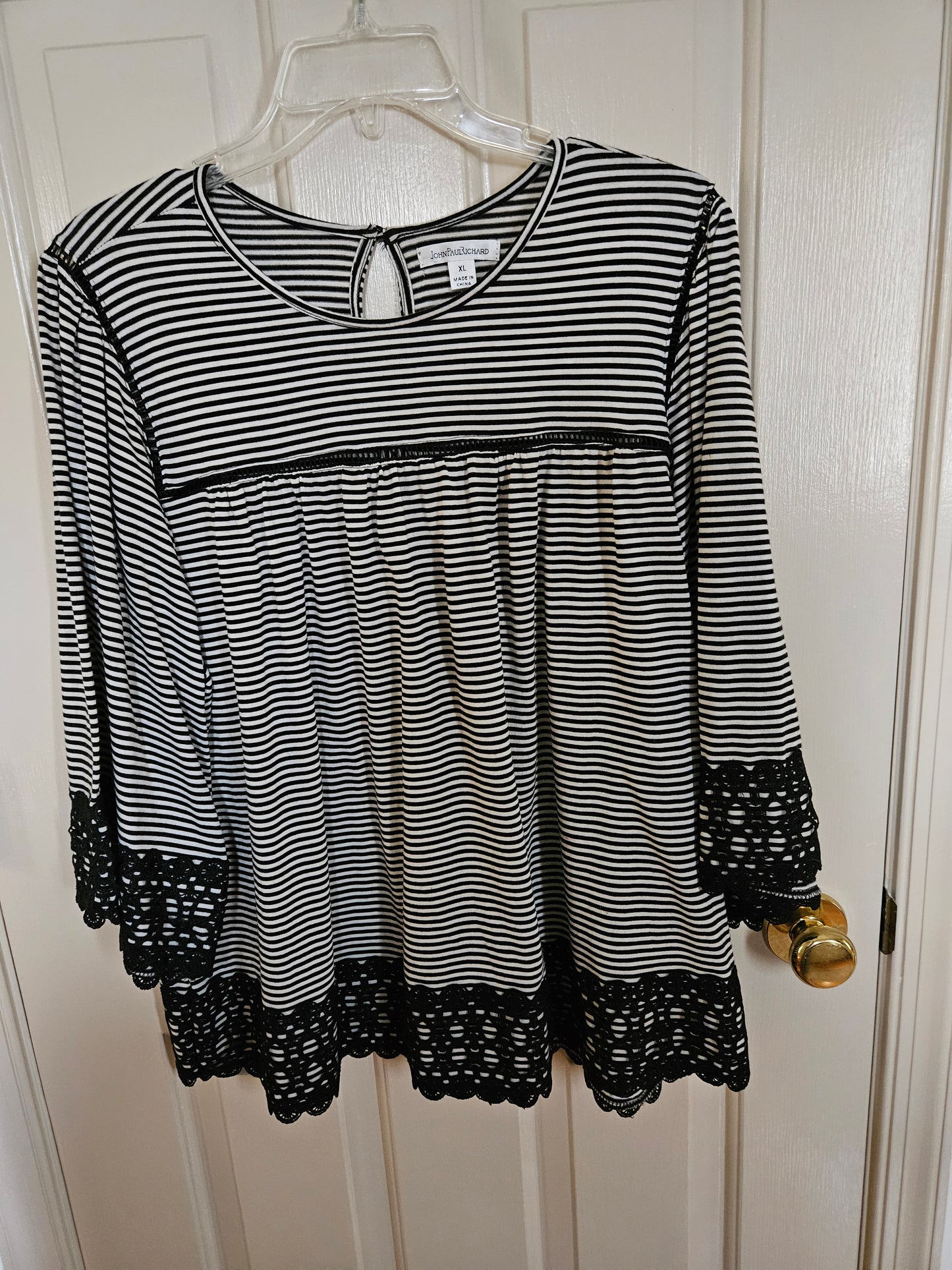 John Paul Richard Black/white stripe, lace - size X-Large