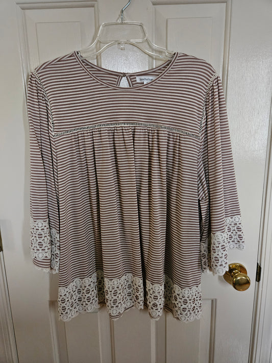 John Paul Richard Brown/white stripe, lace - size X-Large