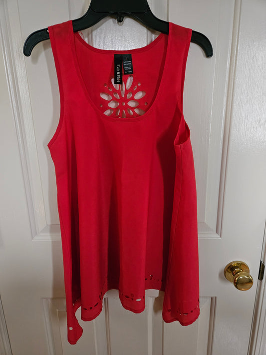 Fun & Flirt(brand) coral w/cutouts on back & hem - size X-Large