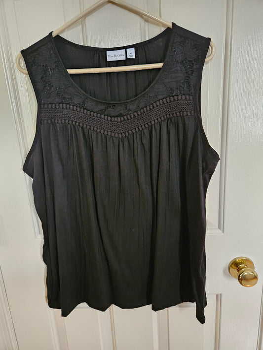 Kim Rogers Black shirt w/lace trim - size X-Large