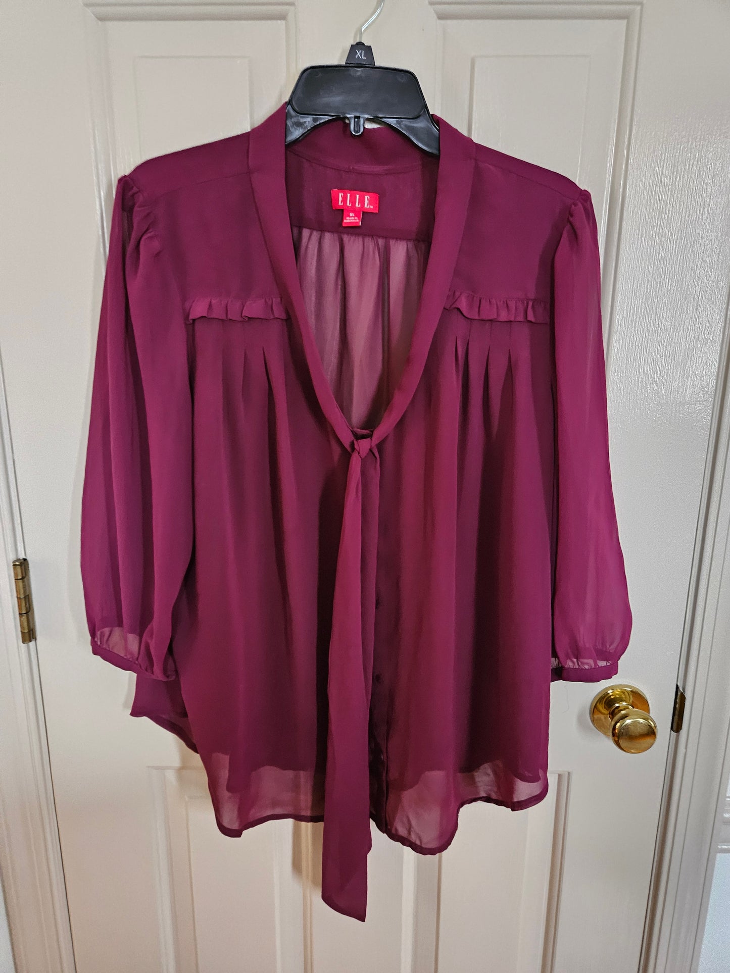 Elle (brand) Sheer burgundy shirt - size X-Large