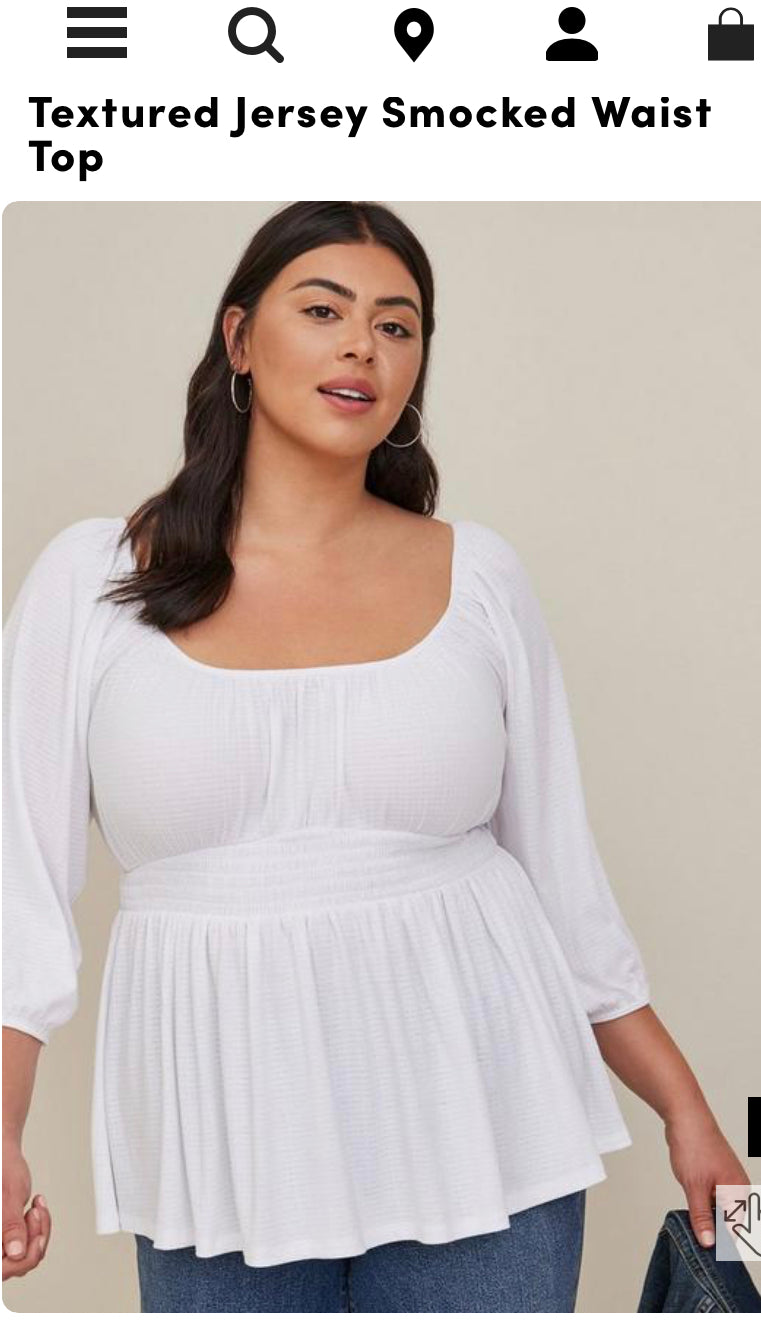 Torrid Textured Jersey Smocked Waist Top - size 22