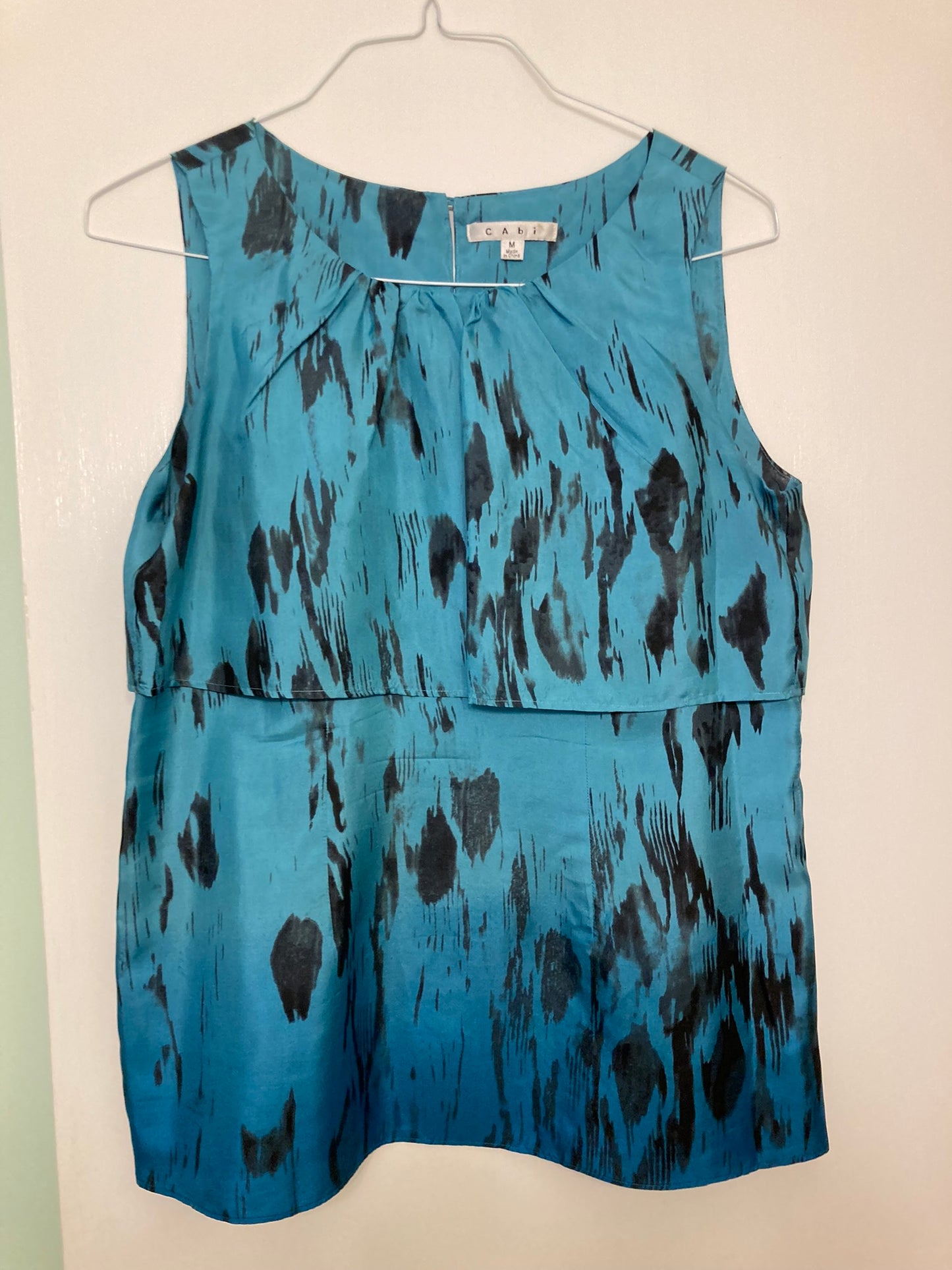 Cabi blue and black silk Sleeveless tank - size Medium
