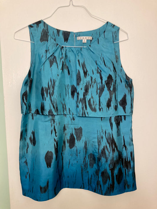 Cabi blue and black silk Sleeveless tank - size Medium
