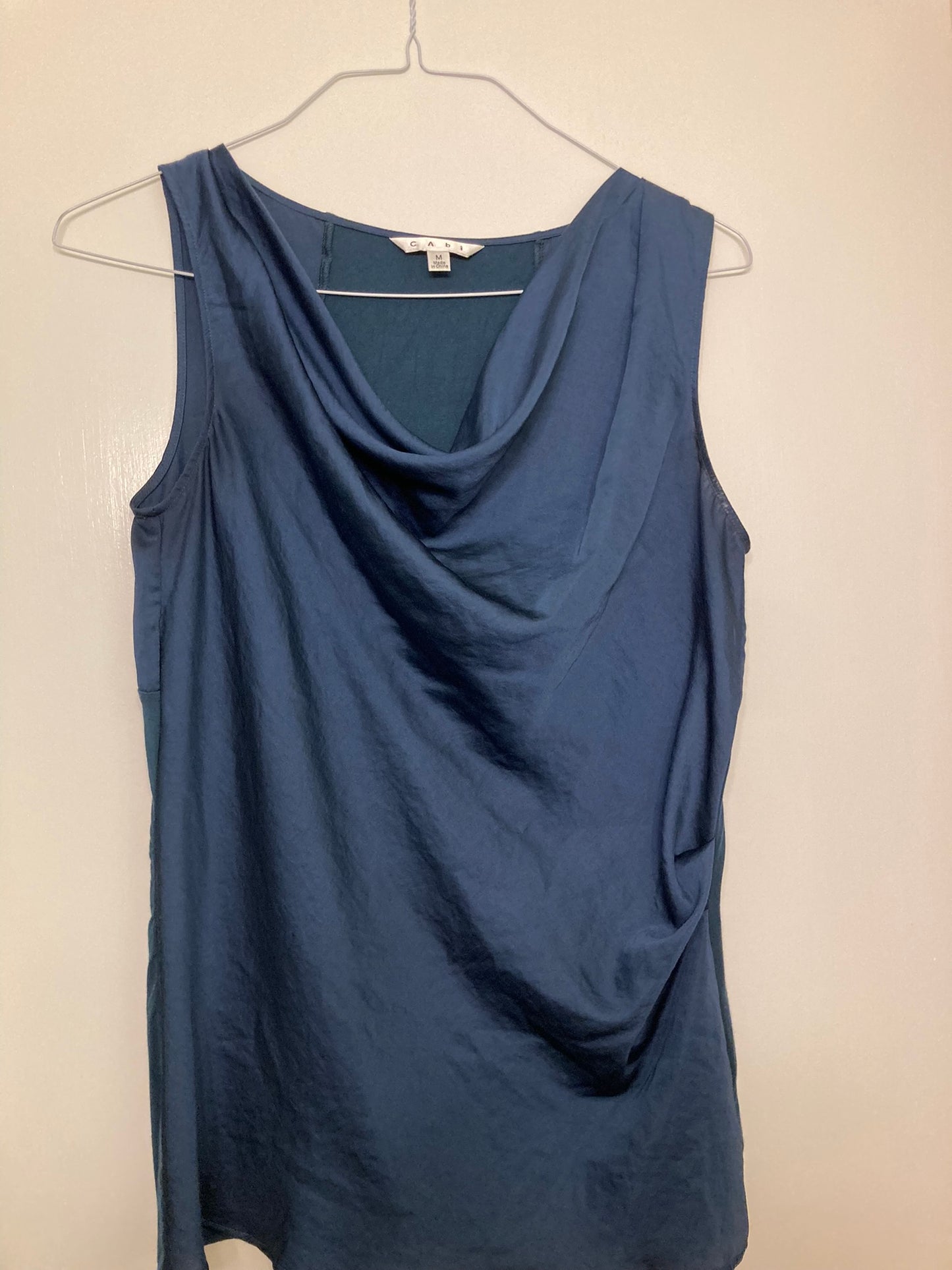 Cabi blue draped neck Sleeveless top - size Medium