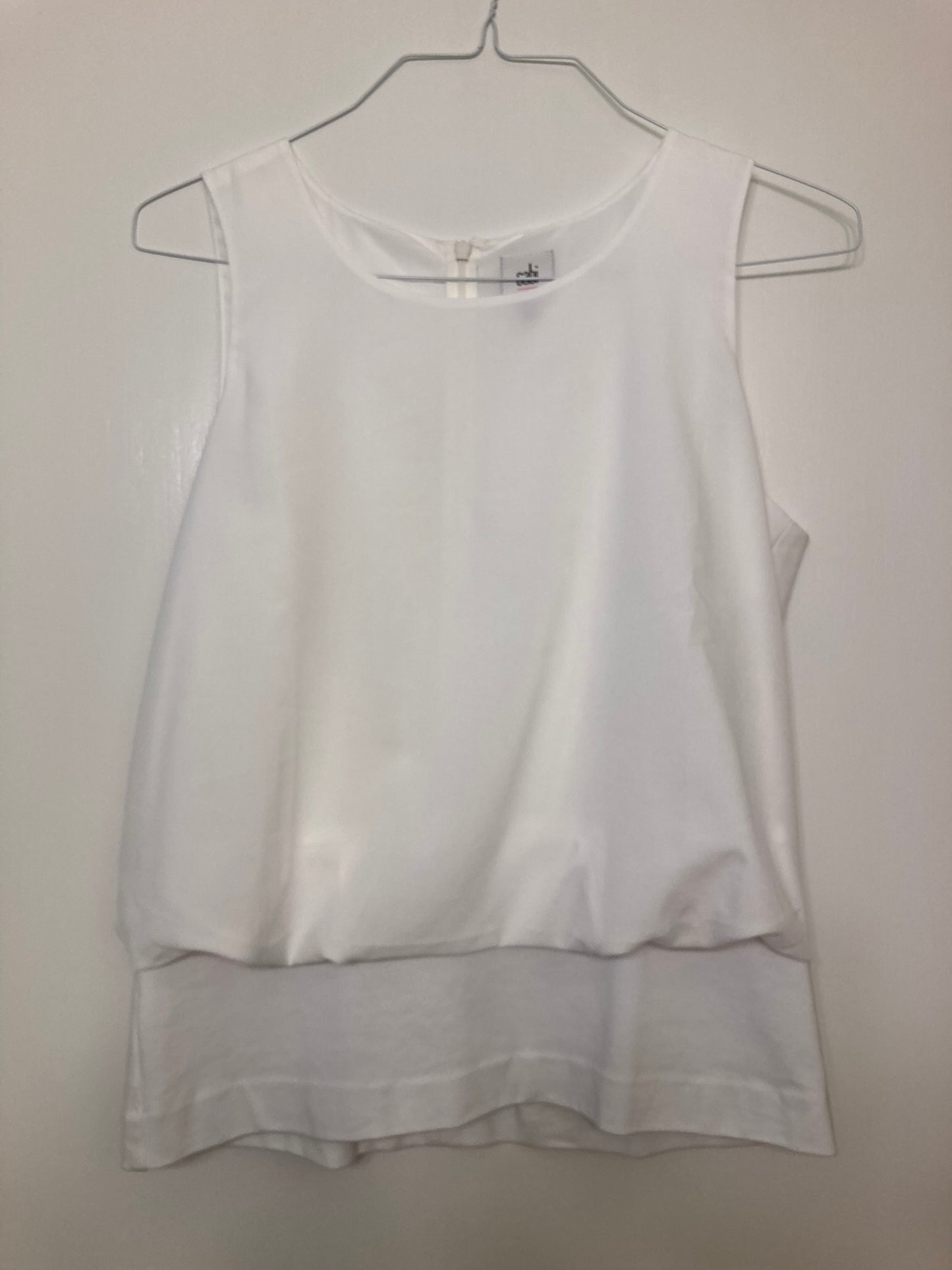 Cabi white tank Zipper back, cotton - size Medium