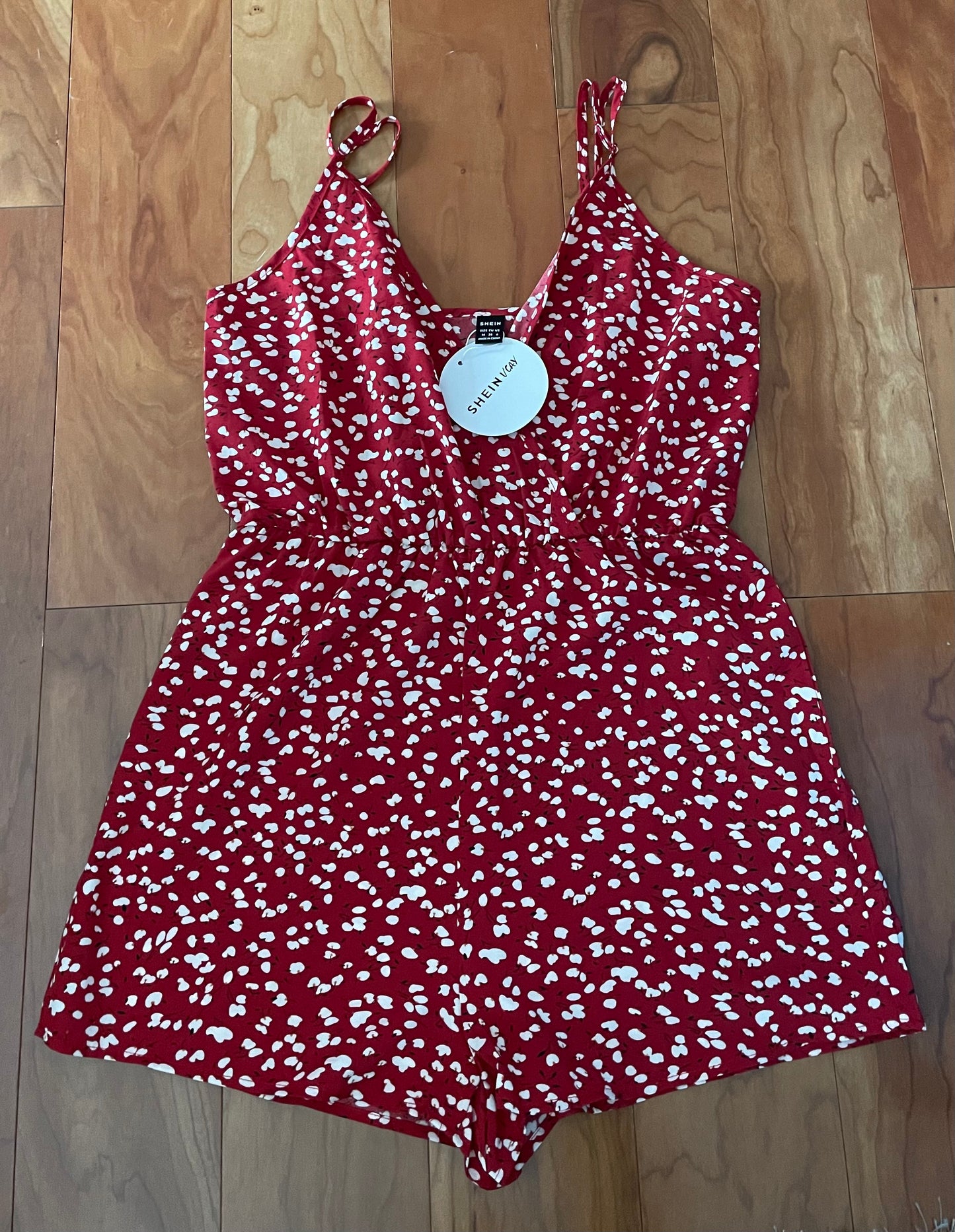 Red Romper Floral print - size Medium