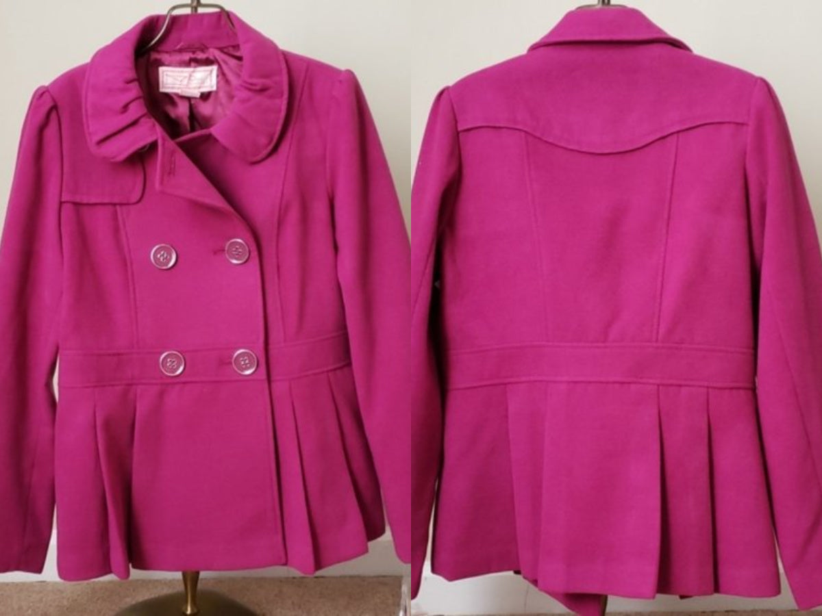 NEW Magenta Pea Coat  - size Large
