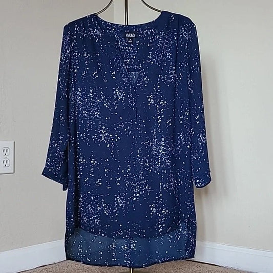 ANA Blouse Blue & White  - size Small