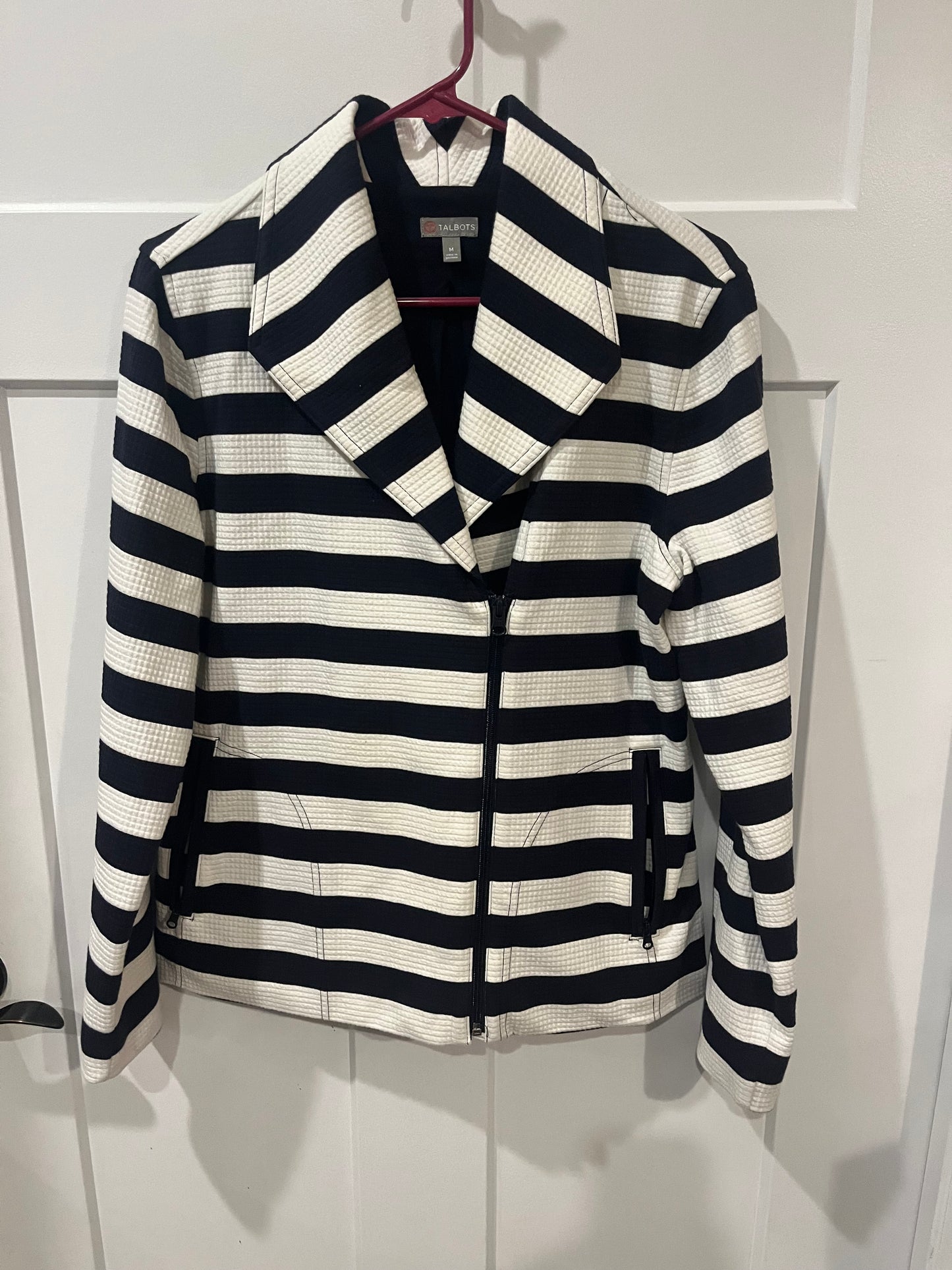 Talbots black & white stripe - size Medium