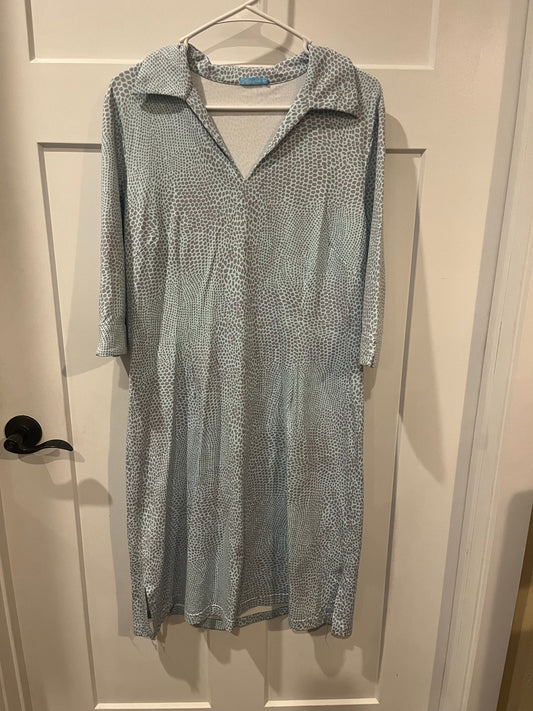 J M Laughlin light blue w/ grey leopard dress - size X-Large